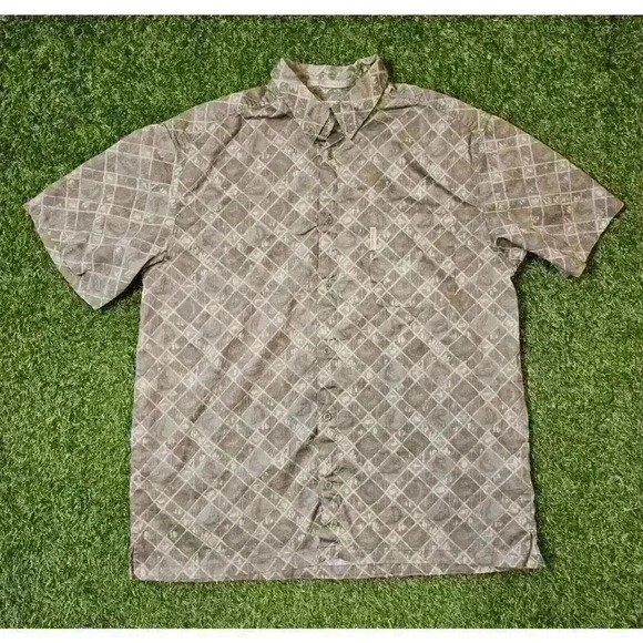 Columbia River Lodge Short Sleeve Button Down Shirt Fish Print AOP Men's XL - Picture 1 of 7
